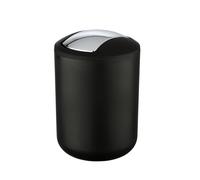 WENKO 21211100 Swing cover bin Brasil Black S - unbreakable, capacity 2 L, Thermoplastic elastomer (TPE), 14 x 19 x 14 cm, Black