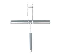 WENKO 21305100 Bath room squeegee Cave - with hanger, Stainless steel, 21.5 x 26 cm, Shiny