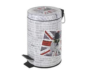 WENKO 21392100 Pedal bin Union Jack, capacity 3 L, Metal, 17 x 25 x 17 cm, Multicoloured