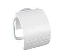 WENKO 22267100 Static-Loc® toilet paper holder with cover Osimo White - fixing without drilling, Polypropylene, 15 x 14 x 5 cm, White