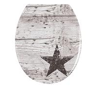 WENKO 22272100 Toilet seat Star - rustproof stainless steel mounting, Duroplast, 37.5 x 45 cm, Multicoloured