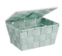 WENKO 22573100 Storage basket Adria with lid Mint - bathroom basket with lid, Polypropylene, 19 x 10 x 14 cm, Mint green