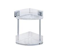 WENKO 22690100 Vacuum-Loc® 2-tier corner rack Quadro, Stainless steel, 28 x 32.5 x 19.5 cm, Shiny