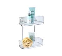 WENKO 22691100 Vacuum-Loc® 2-tier wall rack Quadro, Stainless steel, 25.5 x 32.5 x 14 cm, Shiny
