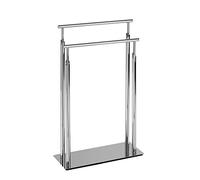 WENKO 22717100 Towel butler Lisboa - towel holder, clothes stand, 2 bars, Steel, 50 x 81 x 20 cm, Chrome