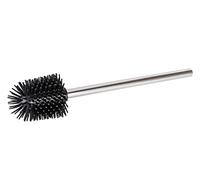 WENKO 22920100 Silicone toilet brush with stainless steel handle - Toilet brush with spare silicone head, Silicone, 8.5 x 35 x 8.5 cm, Black