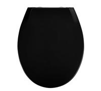 WENKO 23443100 Toilet seat Kos black - Toilet seat with soft closing mechanism, Fix-Clip hygienic plastic mounting element, Thermoplastic, 37 x 44 cm, Black