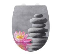 WENKO 24269100 Water Lily with Relief Toilet Seat with Soft Close Mechanism Fix-Clip Hygiene Attachment, 0 x 45 x 36.5 cm