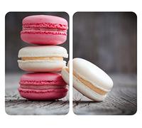 WENKO 2521496100 Universal cover plates Macarons - set of 2, for all types of cookers, Tempered glass, 30 x 52 cm, Multicoloured