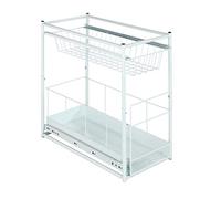 WENKO 2767010100 Sliding shelves - 2 compartments, Powder-coated metal, 23 x 45 x 45 cm, White