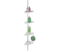 Wenko 3208010100 Telescopic Shower Corner Element Easy White 4 Shelves, 8 Hooks, Metal Aluminium, 26 x 78265 x 19.5 cm, White