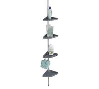 Wenko 3208011100 Telescopic Shower Corner Element Easy Silver 4 Shelves, 8 Hooks, Metal Aluminium, 26 x 78265 x 19.5 cm, Silver