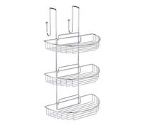 Wenko 3318810100 Bathroom Hanging Rack 3 Detachable Shelves, 2 Hooks, Metal Steel, 29 x 51 x 27 cm, Chrome