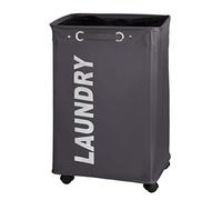 WENKO 3450112100 Laundry bin Quadro Grey - laundry basket Capacity: 79 l, Polyester, 40 x 60 x 33 cm, Dark grey