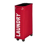 WENKO 3450114100 Laundry bin Corno Red Laundry basket, capacity 43 L, Plastic Polyester, 18.5 x 60 x 40 cm, Red
