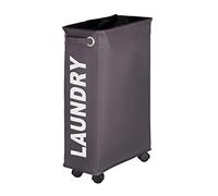 WENKO 3450115100 Laundry bin Corno Grey - laundry basket Capacity: 43 l, Polyester, 18.5 x 60 x 40 cm, Dark grey