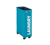 WENKO 3450116100 Laundry bin Corno Petrol - laundry basket Capacity: 43 l, Polyester, 18.5 x 60 x 40 cm, Petrol