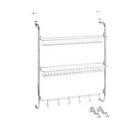 Wenko 4340031100 Door Hanging Rack 2 compartments, 6 Hooks, Metal Metal Chrome Plated, 59 x 78.5 x 16.5 cm, Silver Shiny