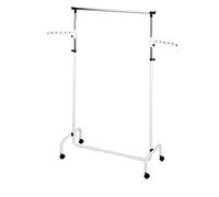 WENKO 4383010100 Clothes Rack Trio - with 2 swivelling arms, Mobile, Height-Adjustable, Chrome Plated Metal, 91 x 122-192 x 45 cm, Chrome