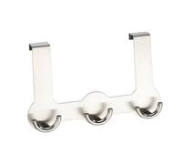 Wenko 4468040100 Door Clothes Rack Rondo 3 Double Hooks, Door rebates up to 2 cm, Metal Stainless Steel, 22.5 x 14 x 4.5 cm, Matt