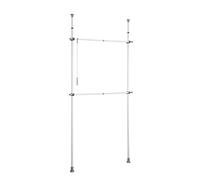 WENKO 50610100 Telescopic clothes rack system Herkules Basic - adjustable organisation system, coat rack system, Steel, 75-120 x 165-300 x 11 cm, White