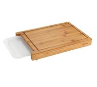 WENKO 53034100 Cutting board Bruno - Kitchen board, cutting board with juice rim and collecting bowl/tray, Bamboo, 35 x 4 x 25 cm, Brown