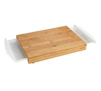 WENKO 53035100 Cutting board Bina - Kitchen board, cutting board with 2 pull-out collecting bowls/trays, Bamboo, 40.5 x 4 x 25 cm, Brown