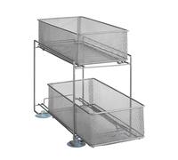 WENKO 53140100 Drawer Holder - 2 shelves, Powder-coated metal, 35 x 32.5 x 18.5 cm, Silver matt