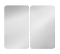 WENKO 53902100 Universal Hob Cover Plate, Silver, Set of 2, for All Types of Cookers, Tempered Glass