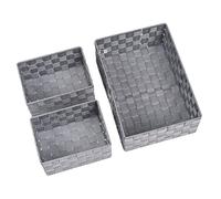 WENKO Adria bathroom basket, grey, 3-piece set, decorative basket storage and organisation in sizes M & L for kitchen, bathroom and the entire household, organiser made of sturdy polypropylene