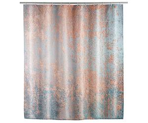 WENKO Agate anti-mould shower curtain, antibacterial textile curtain for shower and bath, washable & water-repellent, with 12 shower curtain rings for attachment to the shower rod, 180 x 200 cm