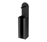 WENKO Agira 2-in-1 Toilet Roll Holder Freestanding or Adhesive Space for 3 Spare Rolls, Matt Lacquered Steel, 12 x 54 x 11 cm, Black