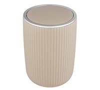 WENKO Agropoli L swing bin, beige, 5.5 litres, bathroom waste bin with lid, waste bin made of high-quality plastic with sculptural design and textured surface, Ø 19 x 27 cm