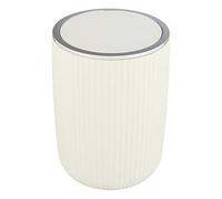 WENKO Agropoli L Swing Bin, Cream White, 5.5 Litres, Bathroom Waste Bin With Lid, Made Of Plastic With Sculptural Design And Textured Surface, Ø 19 X 27 Cm