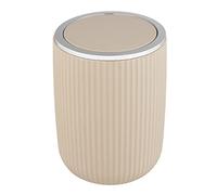 WENKO Agropoli S swing bin, beige, 2 litres, bathroom waste bin with lid, waste bin made of plastic with sculptural design and textured surface, Ø 14.5 x 20 cm