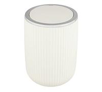 WENKO Agropoli S swing bin, cream white, 2 litres, bathroom waste bin with lid, waste bin made of high-quality plastic with sculptural design & textured surface, Ø 14.5 x 20 cm