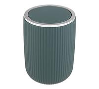 WENKO Agropoli S swing bin, dark green, 2 litres, bathroom waste bin with lid, waste bin made of high-quality plastic with sculptural design & textured surface, Ø 14.5 x 20 cm