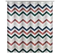 WENKO Agropoli shower curtain, curtain made of environmentally friendly, recyclable plastic film (PEVA), shower and bathtub, waterproof, 180 x 200 cm, incl. 12 white curtain rings, multi-coloured
