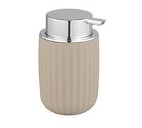 WENKO Agropoli soap dispenser, beige, refillable soap dispenser for 250 ml liquid soap made of high-quality plastic with sculptural design & textured surface, 7.5 x 12.5 x 9 cm