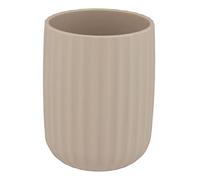 WENKO Agropoli toothbrush mug, beige, toothbrush holder for toothbrush and toothpaste made of high-quality plastic with sculptural design and textured surface, BPA-free, Ø 7.5 x 10 cm