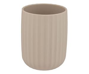 WENKO Agropoli toothbrush mug, beige, toothbrush holder with sculptural design and textured surface, BPA-free, Ø 7.5 x 10 cm