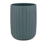 WENKO Agropoli toothbrush mug, dark green, toothbrush cup holder for toothbrush and toothpaste made of high-quality plastic with sculptural design and textured surface, BPA-free, Ø 7.5 x 10 cm