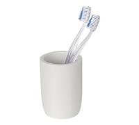 WENKO Altavalle Freestanding Polyresin Toothbrush Cup Bathroom Decoration Bathroom Accessories for Tidy Bathroom Design White 8.0 x 10.5 cm