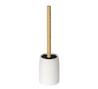 WENKO Altavalle Freestanding Toilet Brush Set Polyresin and Bamboo for Bathroom and Guest Toilet Diameter 10.5 cm Height 38.5 cm White Black Natural