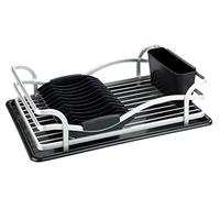 WENKO Aluminium Dish Drainer for Dishes, Ideal for Placing Next to the Sink, Made of Rustproof Aluminium and Plastic, 46.5 x 13 x 31.5 cm, Matte Silver/Black