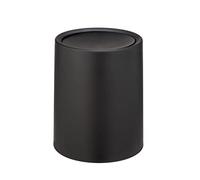 WENKO Atri Black Swing Top Bin 6 L, 6 Litre Waste Bin with Lid Plastic, Invisible Bin Liner, Ø 21 x 25.5 cm, Black