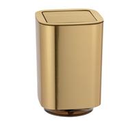 WENKO Auron Gold Cosmetic Bin with Swing Lid 5.5 L Plastic 17.2 x 25.5 x 17.2 cm Gold