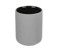 WENKO Avellino Toothbrush Mug, Modern Minimalist Toothbrush Holder Made of Ceramic, Bathroom Accessory for Dental Care Items, Soft-Touch Surface, Matte Tooth Cup, Grey