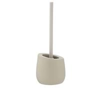 WENKO Badi Toilet Brush Holder with Silicone bristles and Rim Cleaner, Ceramic, Beige, 38 x 13.5 x 13.5 cm