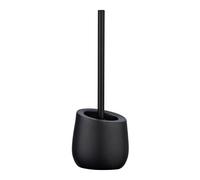WENKO Badi Black toilet brush set, high-quality ceramic with matte finish, includes toilet brush with silicone brush head and non-stick effect